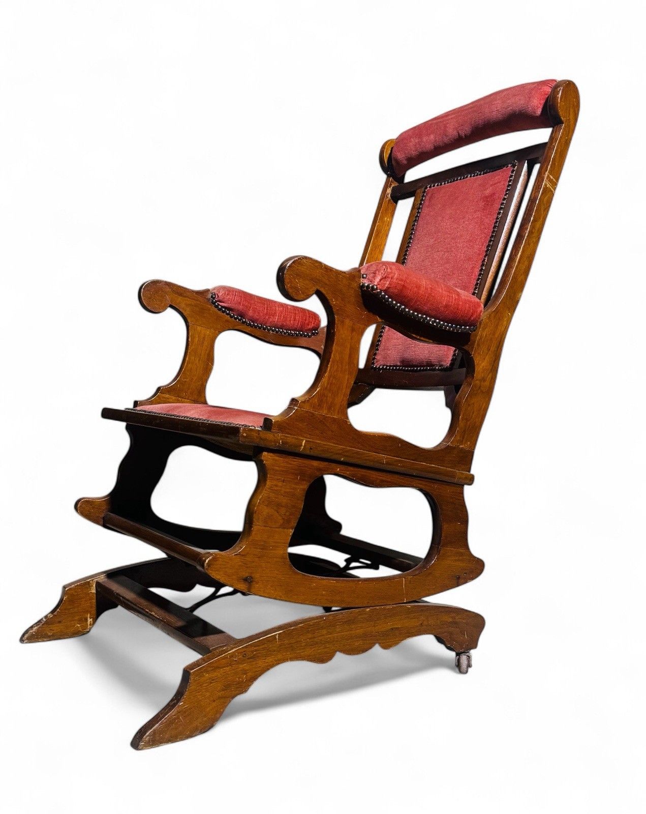 Antique Walnut Armchair American Spring Rocker C1870 Superior Quality