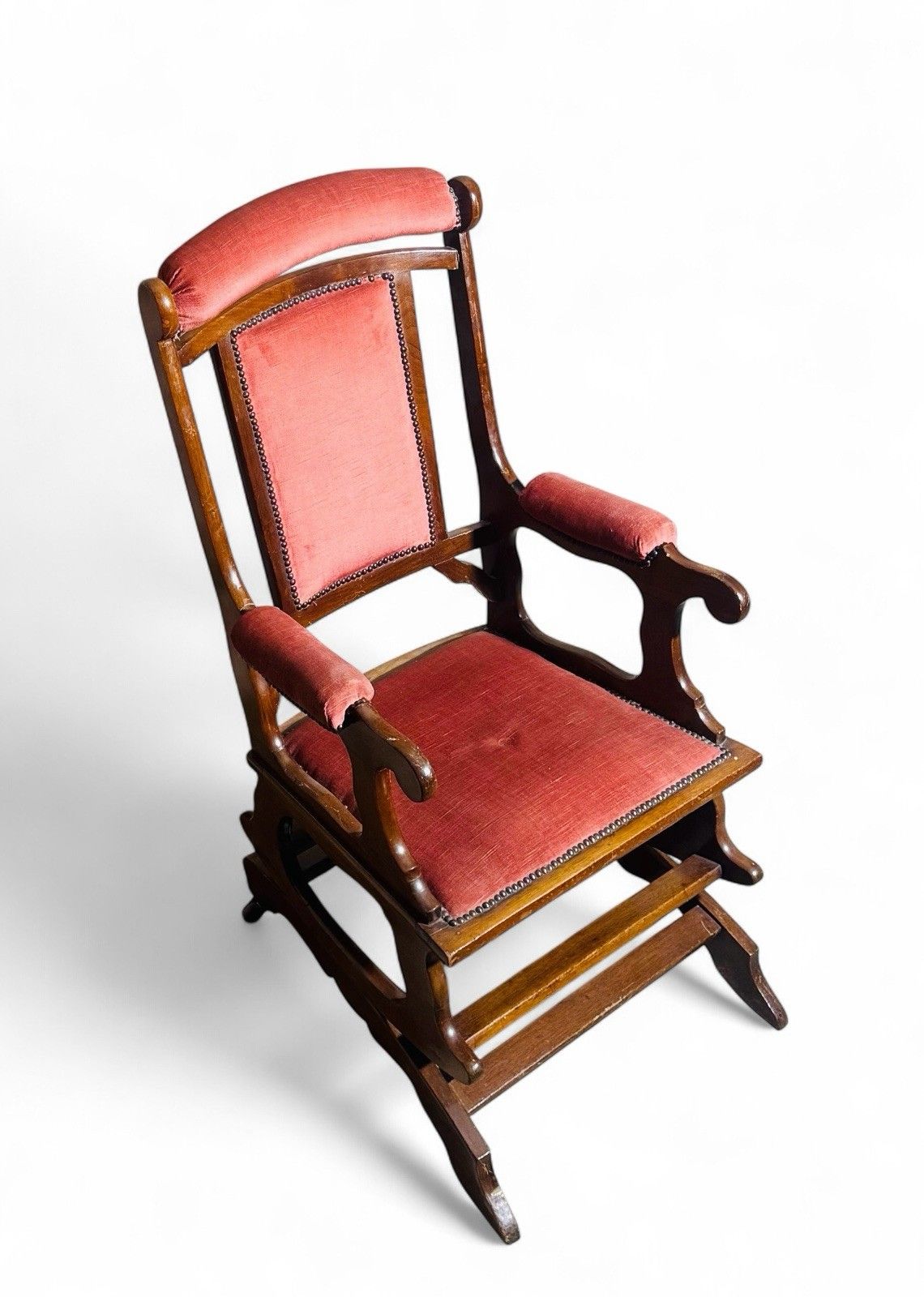 Antique Walnut Armchair American Spring Rocker C1870 Superior Quality photo vintage