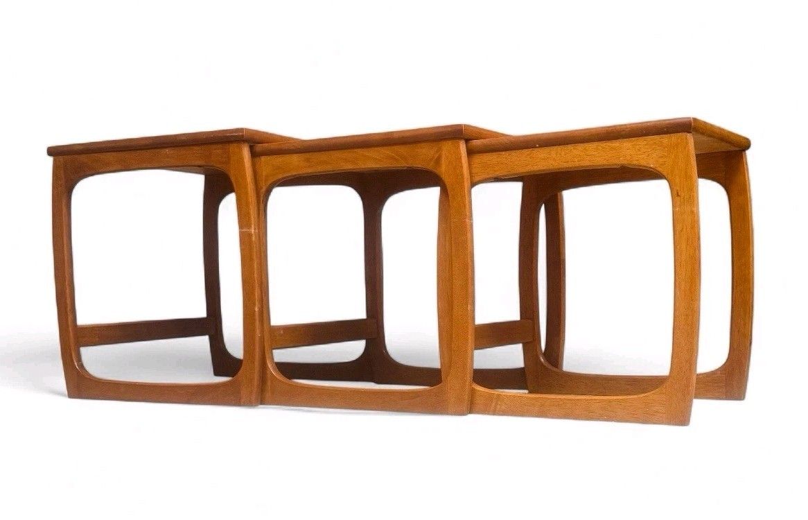 Parker Knoll Teak Nest Of Tables Mid Century Retro Sleigh Legs C1970s