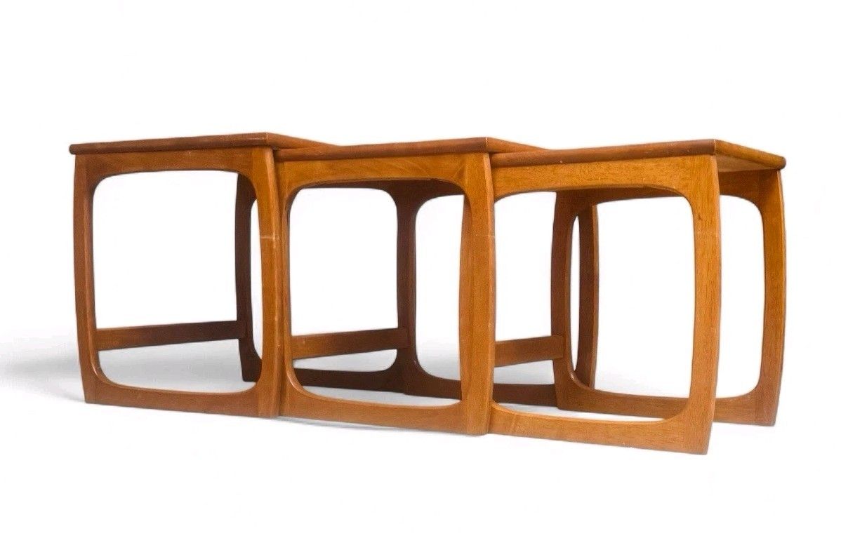 Parker Knoll Teak Nest Of Tables Mid Century Retro Sleigh Legs C1970s photo vintage