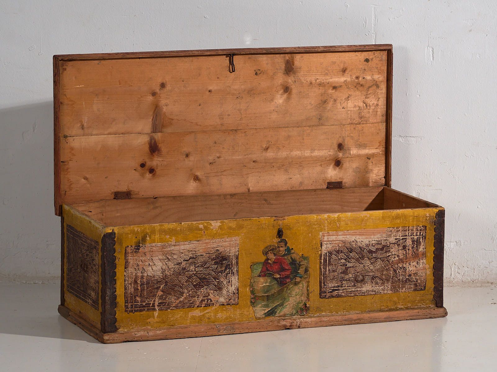 Antique Trunk With Metal Structure (C.1920) #2 photo for sale