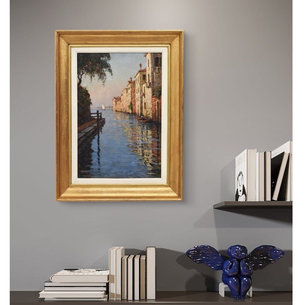 Marine Painting, Venice With Gondola, Angelo Pisani, XX Century. photo furniture