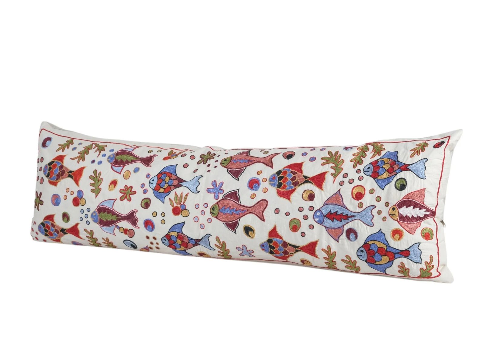 Uzbek Traditional Fish Pastel Suzani Pillow Case, Decorative Bedding Cushion, Old Embroidery Suzani Bedding Pillow Cases photo furniture