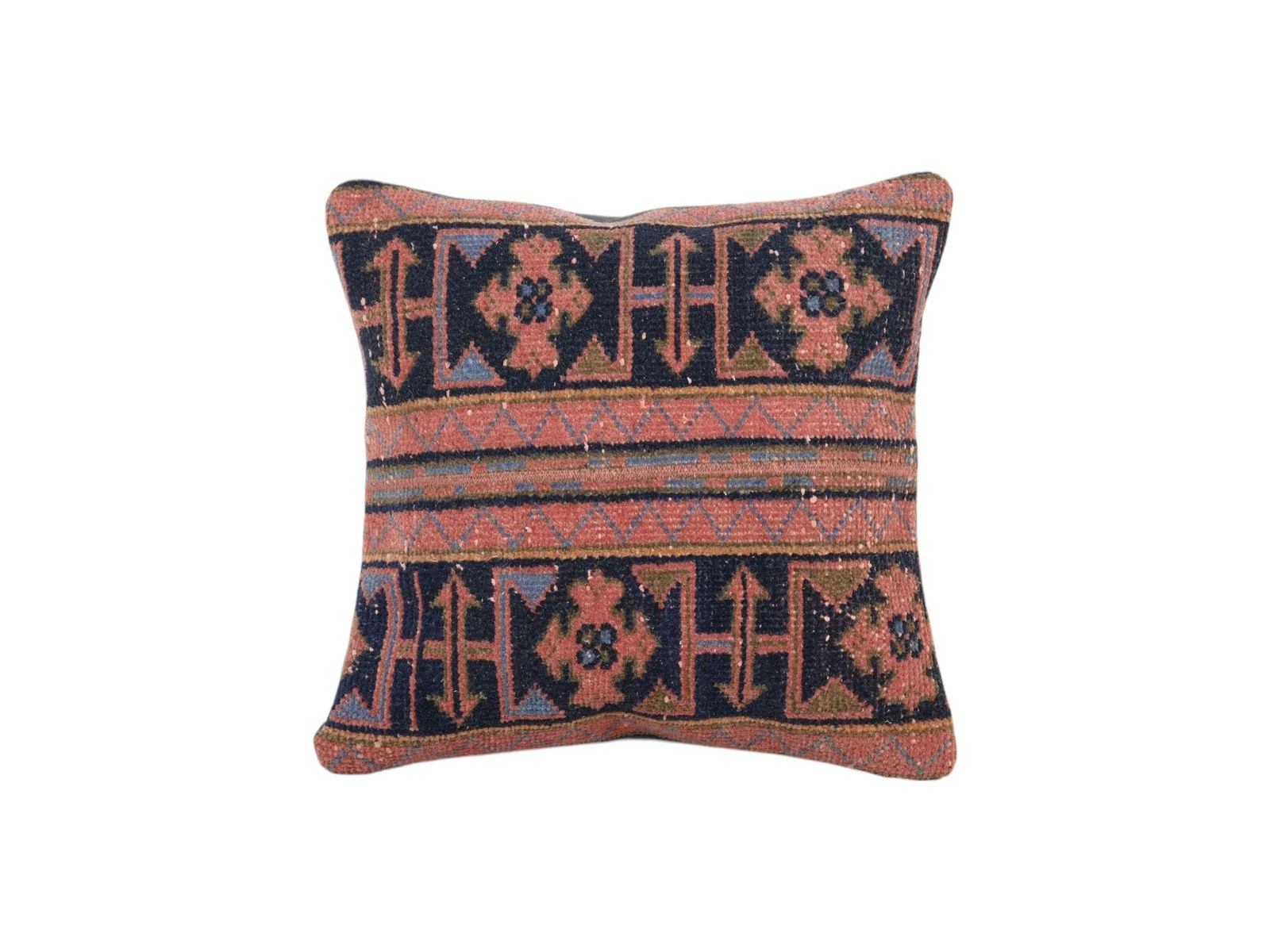 Turkish Oushak Rug Pillow Cover, Handmade Carpet Cushion Cover, Faded Ethnic Pillow Cover