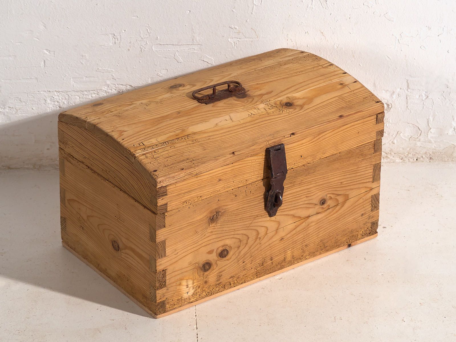 Antique Travel Chest With Wrought Iron Lock (C.1900) #1 photo furniture