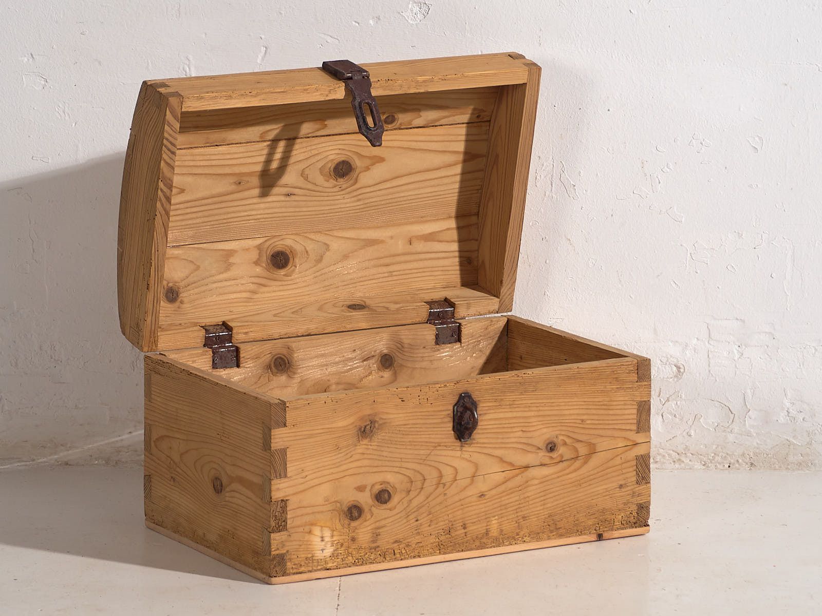 Antique Travel Chest With Wrought Iron Lock (C.1900) #1 photo Furniture