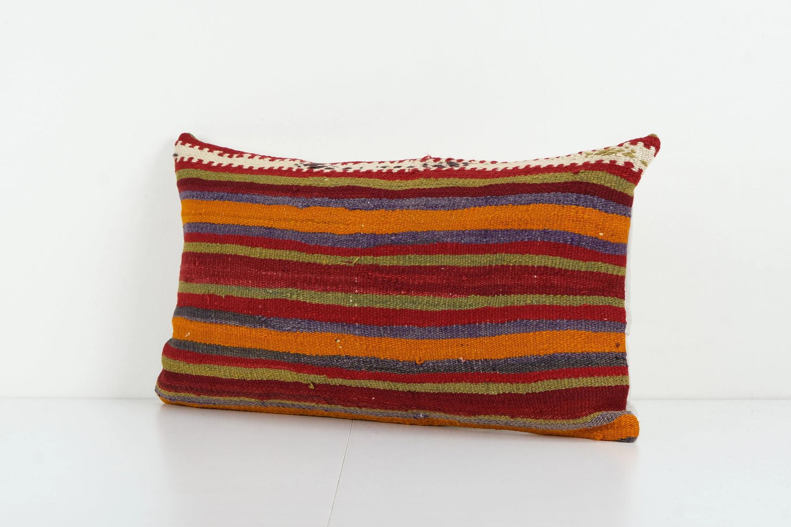 Traditional Turkish Decorative Kilim Pillow, Anatolian Striped Lumbar Kilim Pillow Cover photo for sale