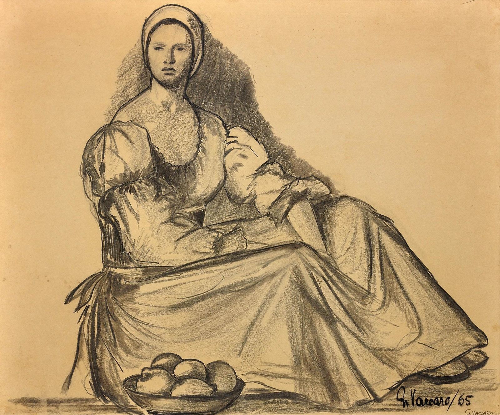 G. Vaccaro. La Contadina. Framed Mid 19th Century Figure Study In A Renaissance Or Baroque Style. Framed. photo furniture