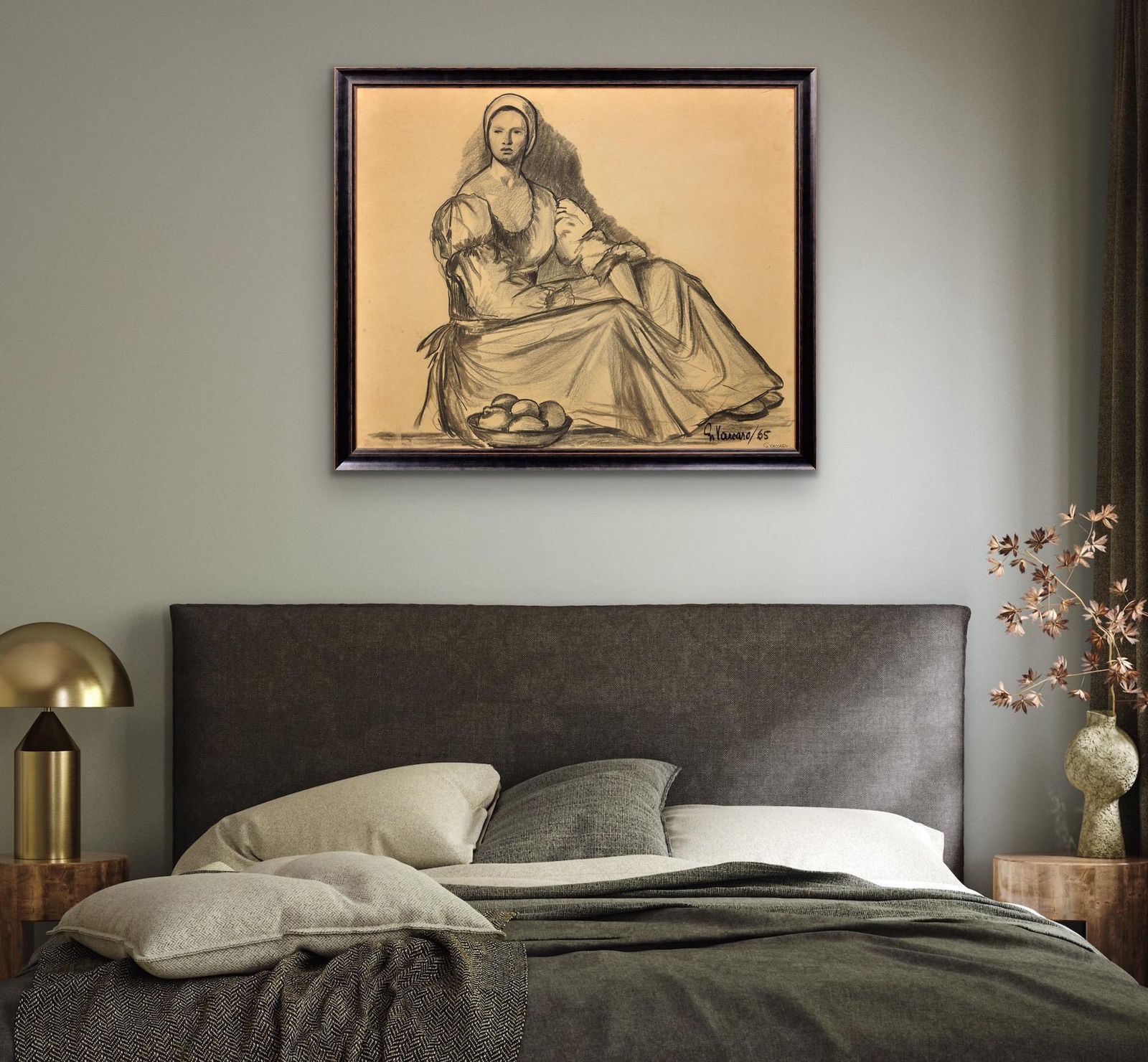 photo for sale G. Vaccaro. La Contadina. Framed Mid 19th Century Figure Study In A Renaissance Or Baroque Style. Framed.