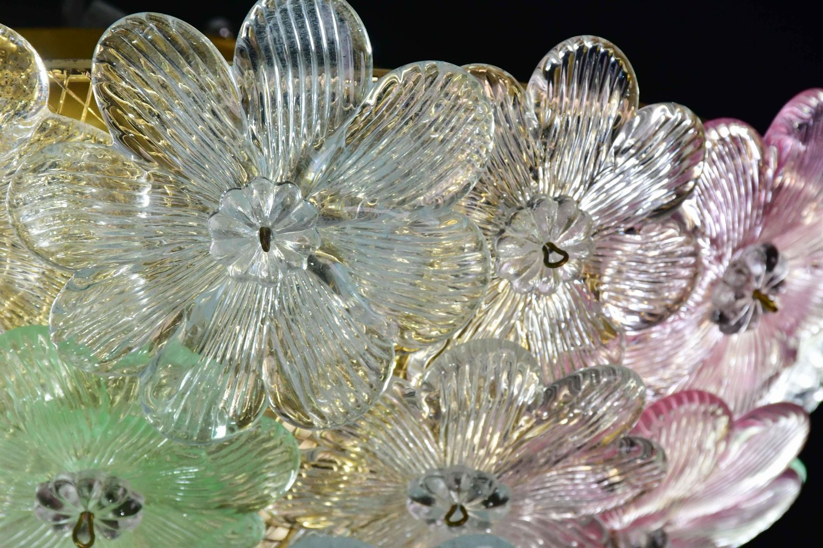 Charming Murano Barovier & Toso Flowers Flush Light Fixture, Ceiling, 1960s photo Lighting