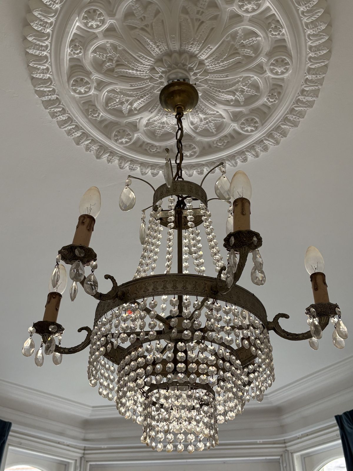 Early 20th C Tent And Bag Chandelier With Six Arms (ø55cm) photo buy
