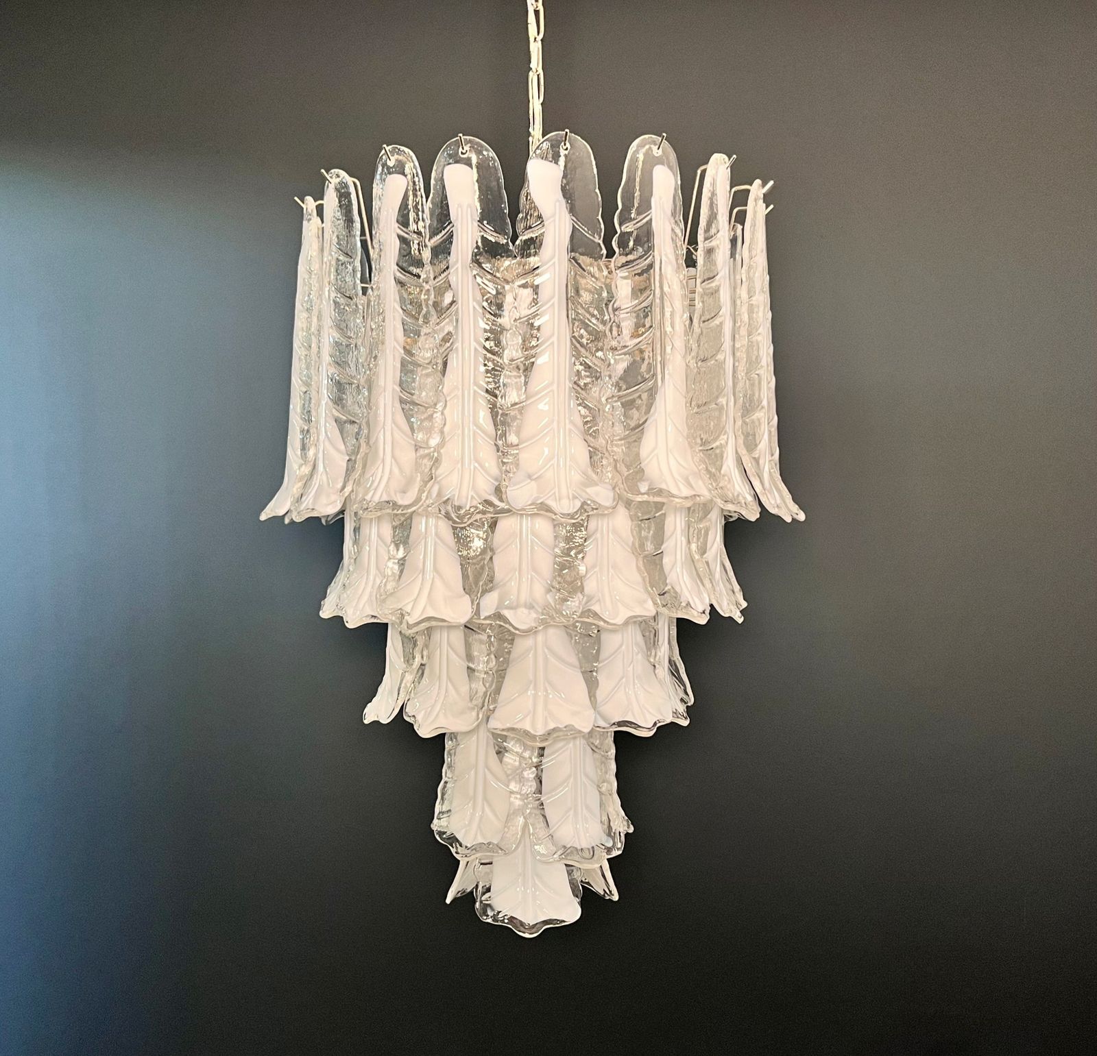 Italian Vintage Murano Chandelier In The Manner Of Mazzega   52 Necktie Glasses