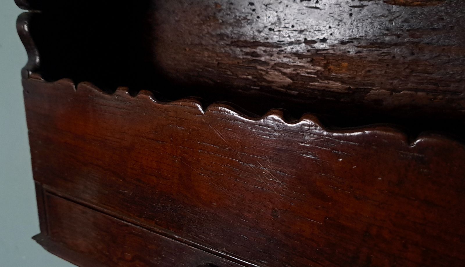 Queen Anne Candle Salt And Key Wall Hanging Elm Box C. 1710 photo vinterior
