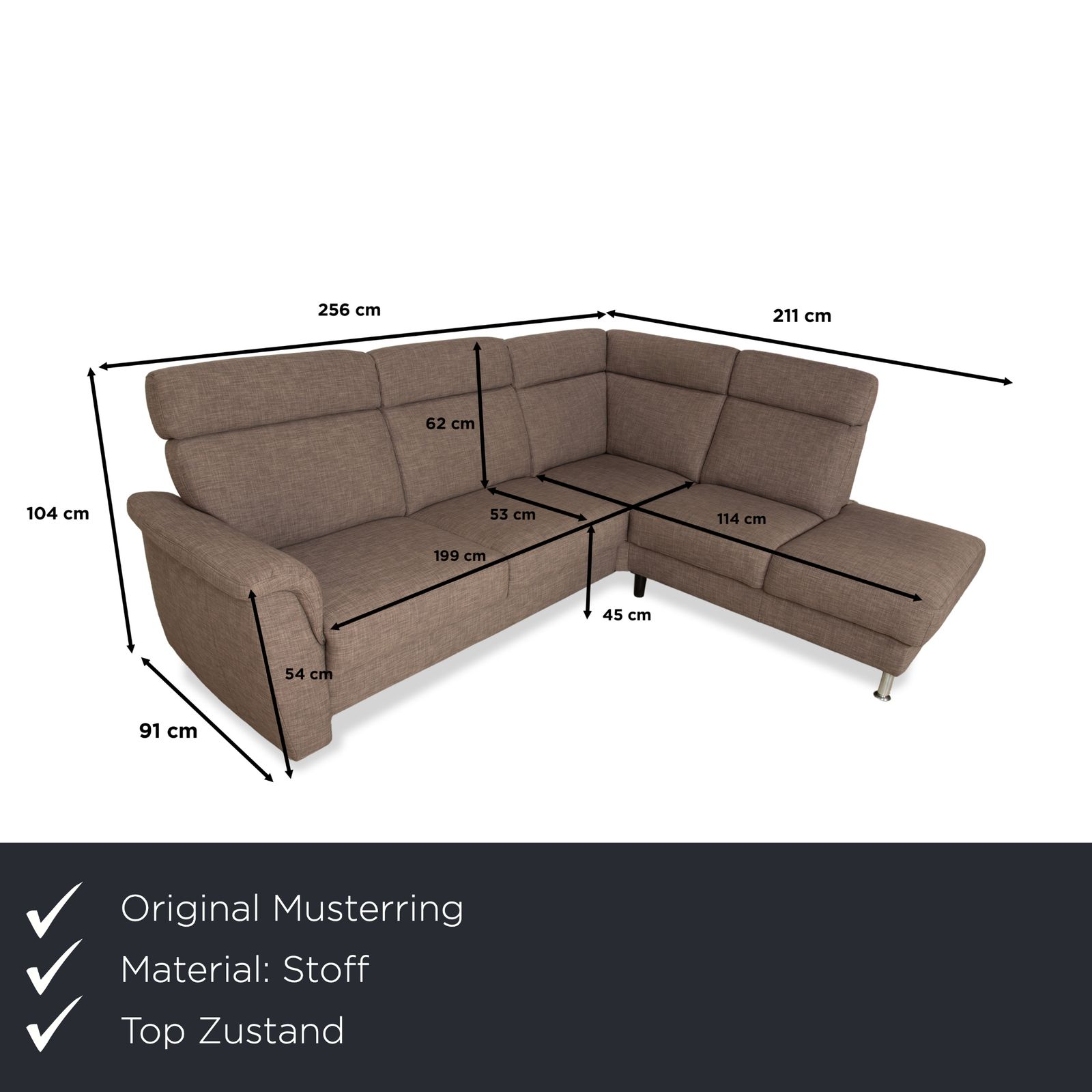 Canapé d'angle Musterring en tissu, brun gris brun photo furniture