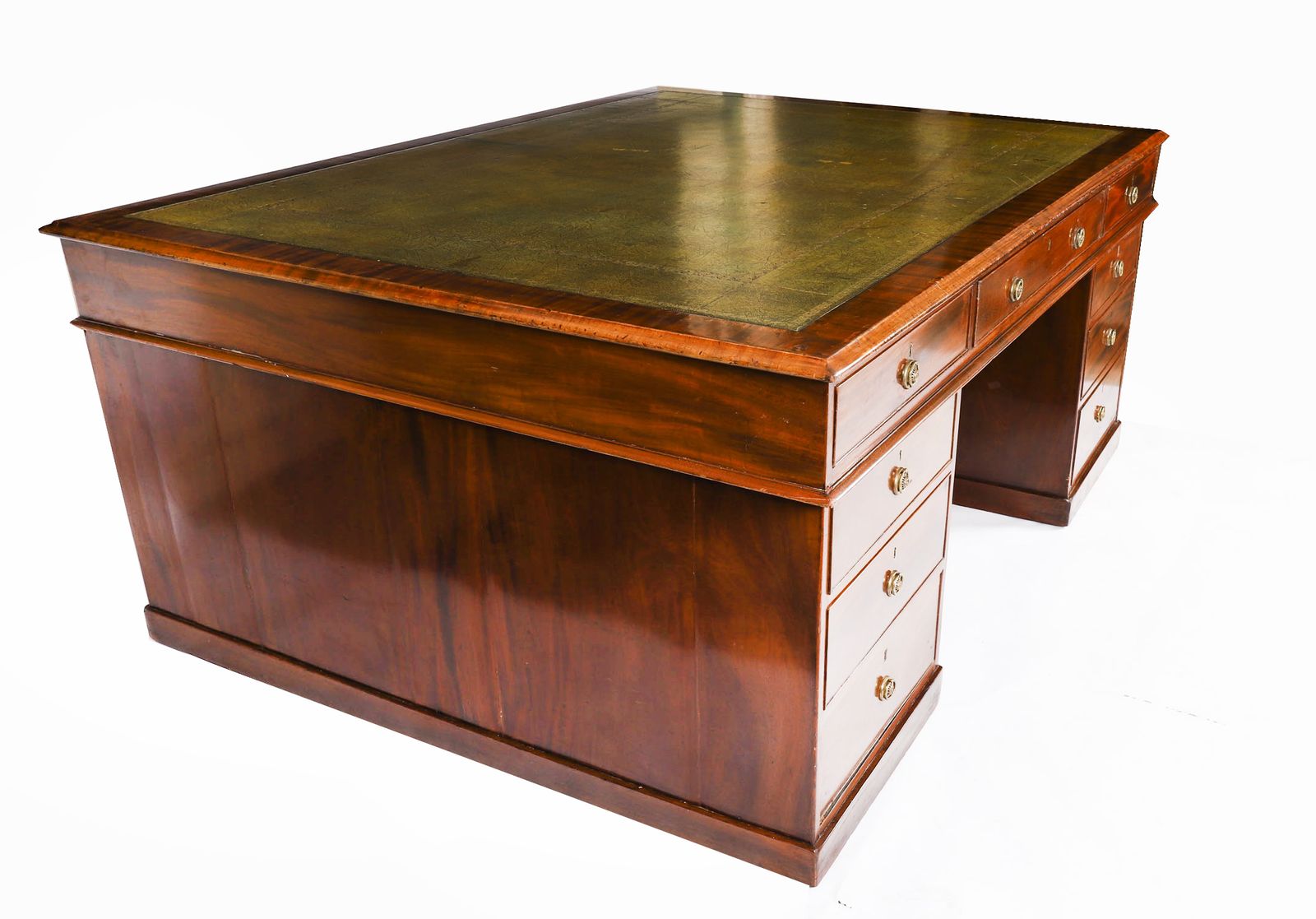 Antique George III Flame Mahogany Partners Pedestal Desk C1790 18th Century photo furniture