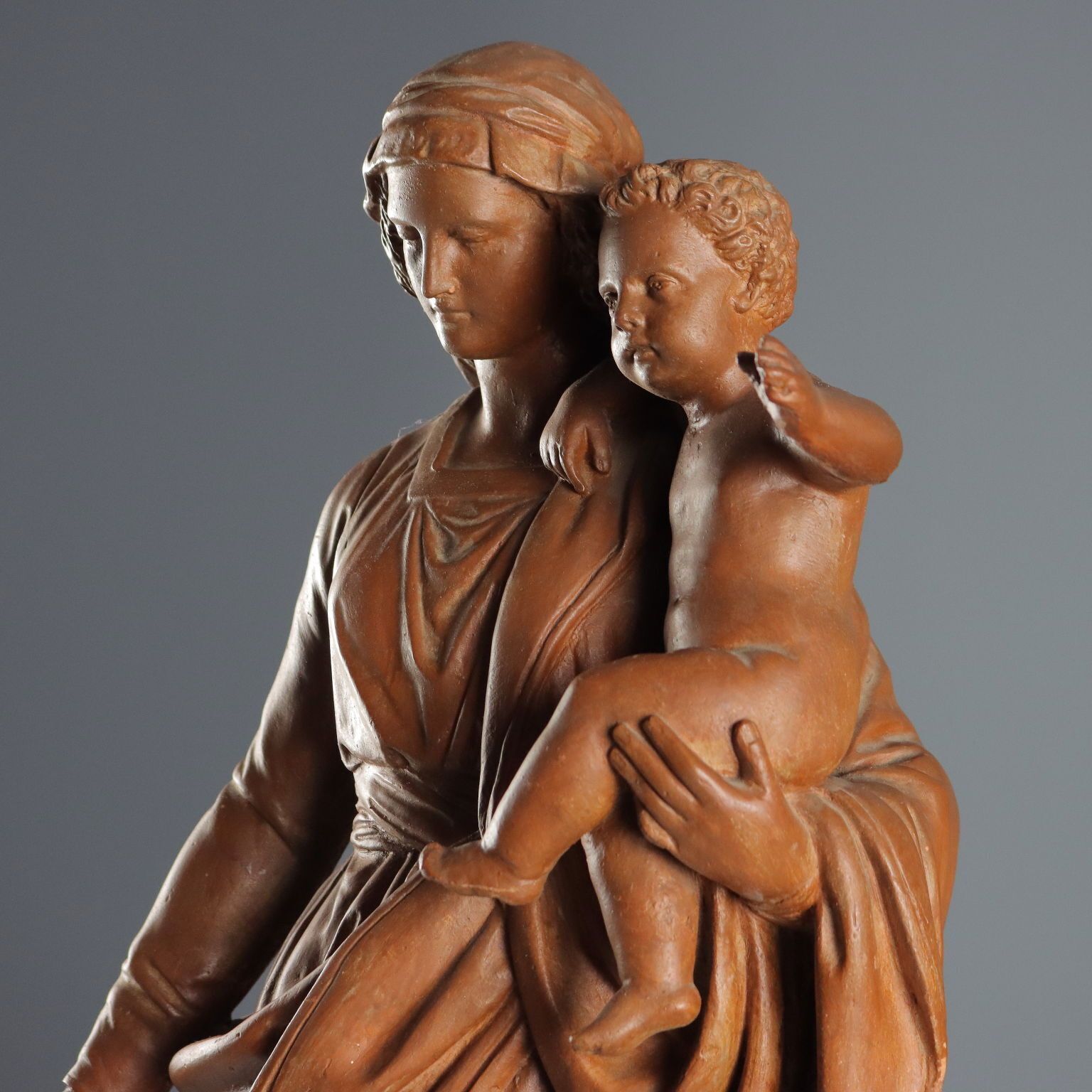 Modern Sculpture Virgin Mary With Child Terracotta Italy XX Century photo 520.0