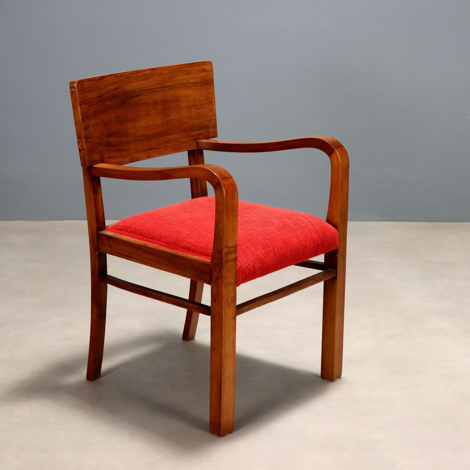 Vintage Chair Design Wood Fabric Italy 1940s 1950s