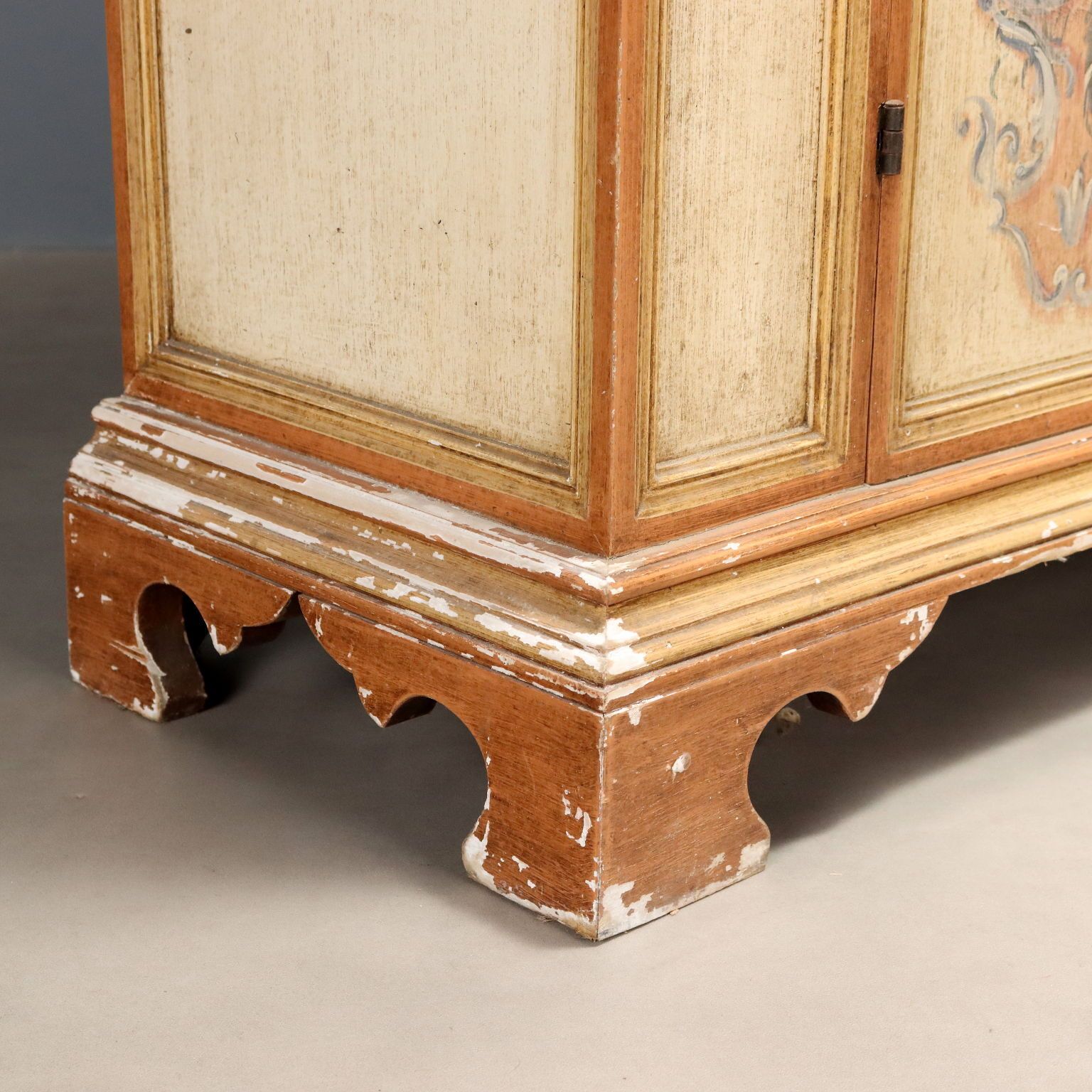 Antique Wardrobe Baroque Style Lacquered Painted Wood XX Century photo buy