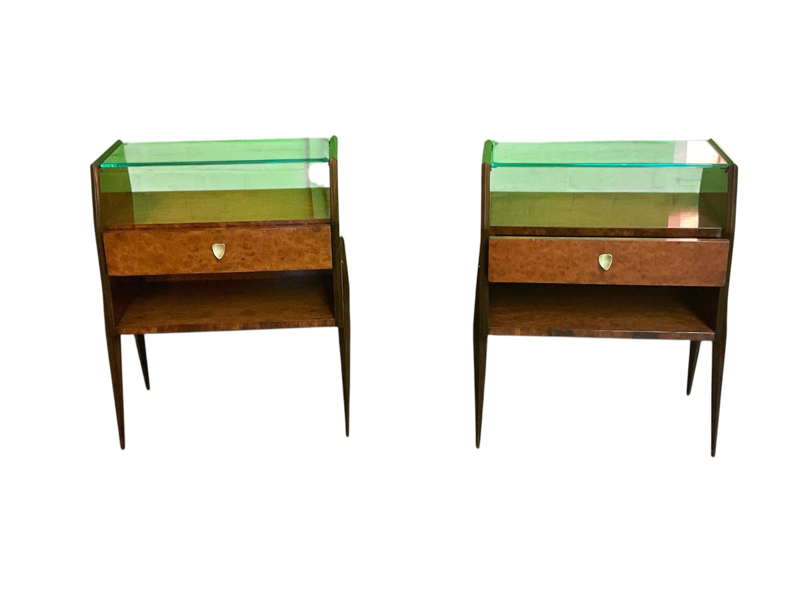 Italian 1950’s Pair Of Walnut Burl Side Tables By Vittorio Dassi