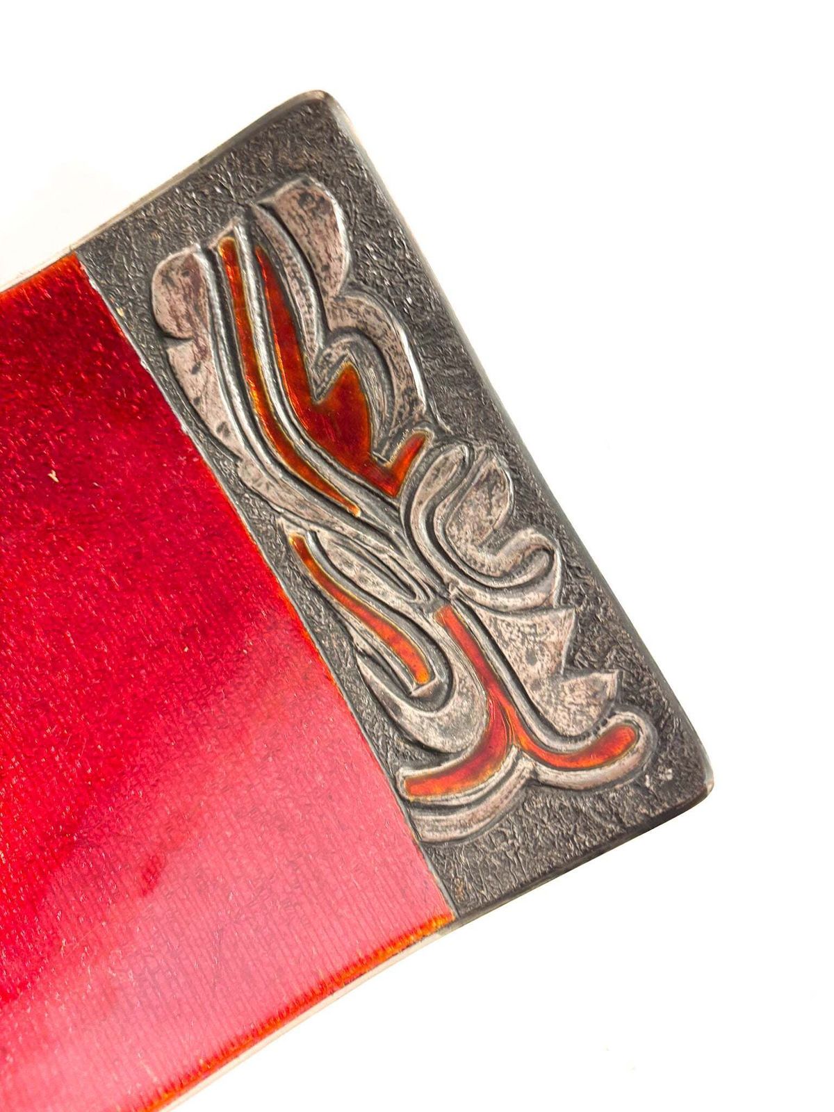 Red Enameled Copper Centerpiece Bowl And Decorations By Studio Del Campo, 1960s photo for sale