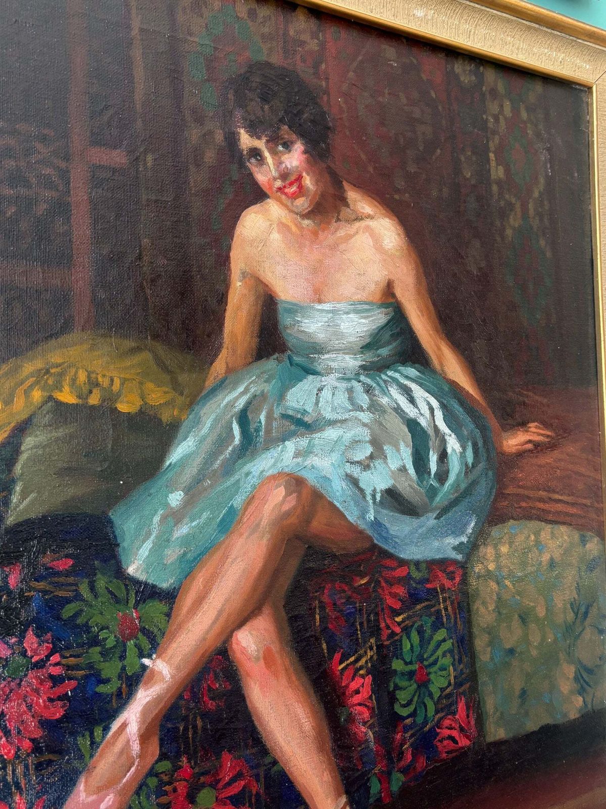 Oil On Canvas Portrait Of A Dancer, Neapolitan School, 1940s photo buy
