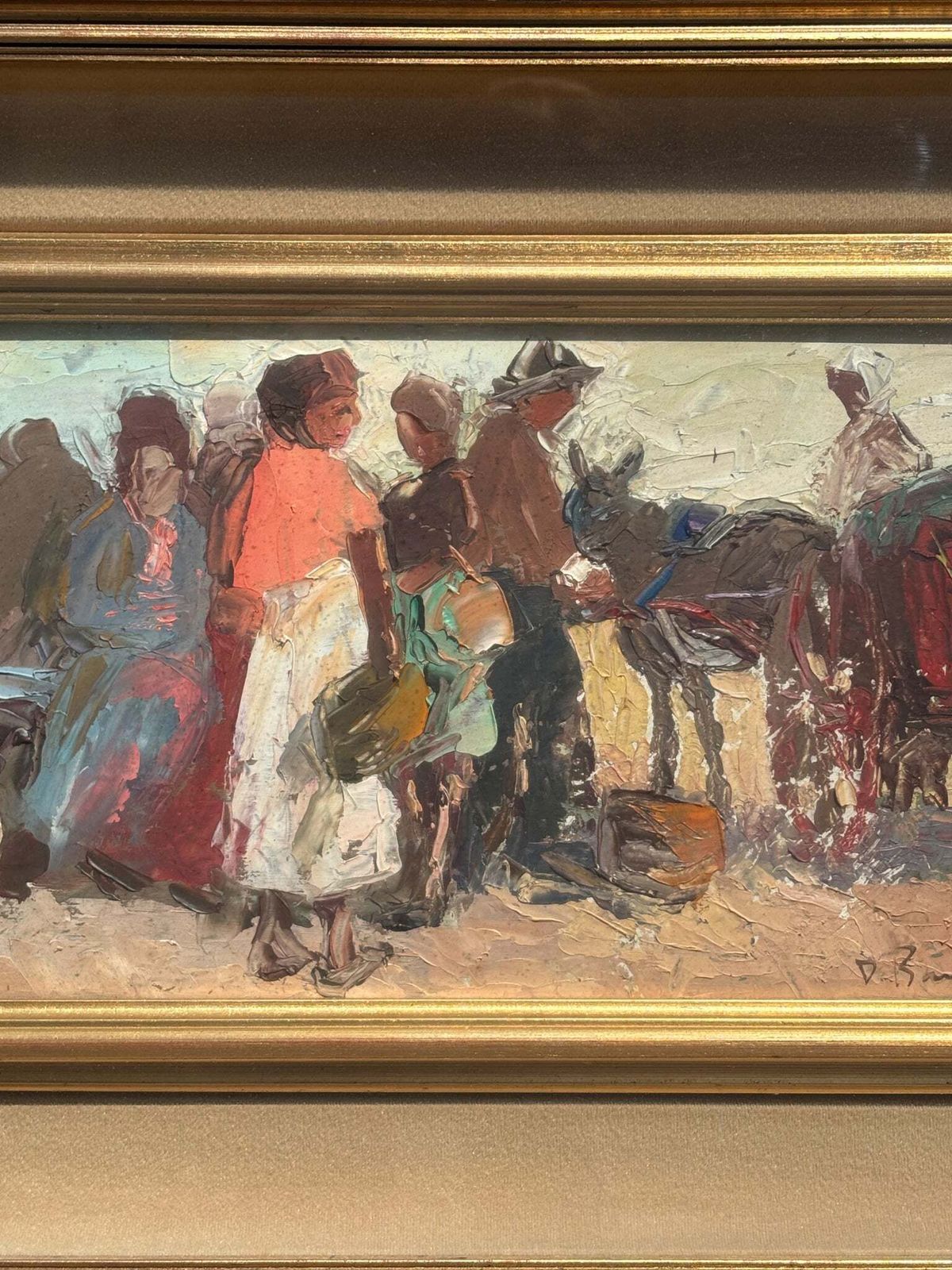 Oil On Panel Painting Of Figures By Danilo Barghigiani, 1960s photo furniture