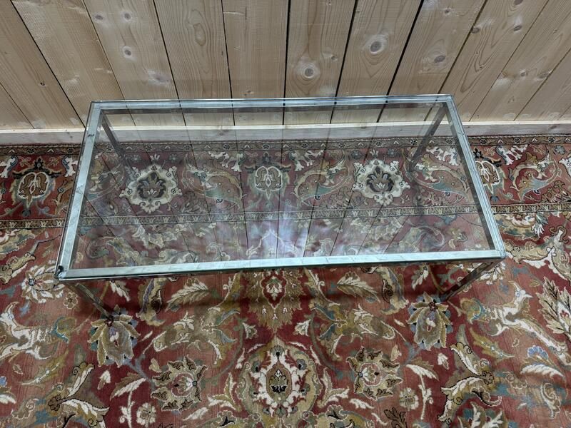 Table Basse En Métal Chromé Et Verre 1970 photo vinterior