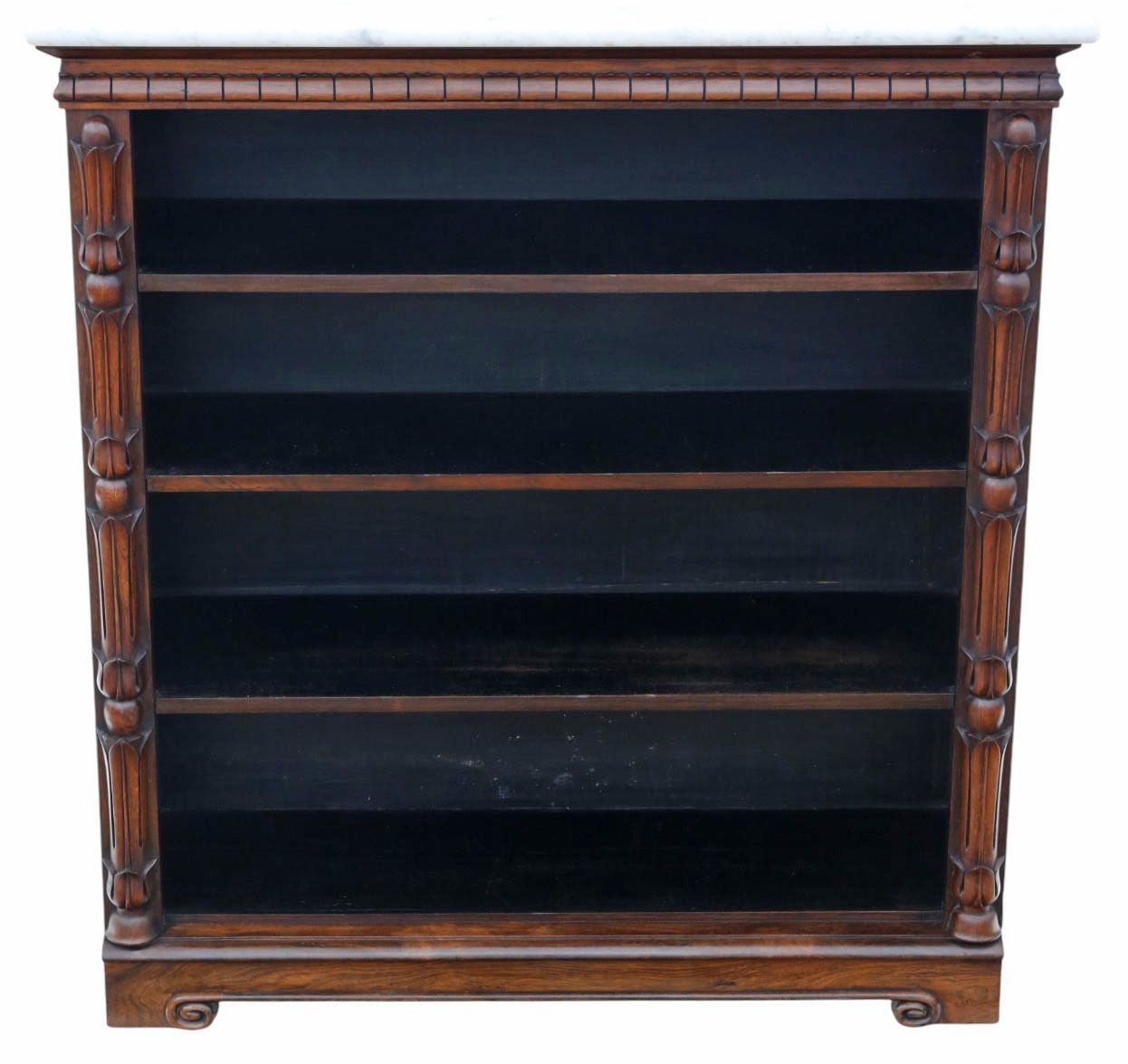Antique 19th Century Adjustable Bookcase With Rosewood Veneer And Patinated Marble Top photo furniture