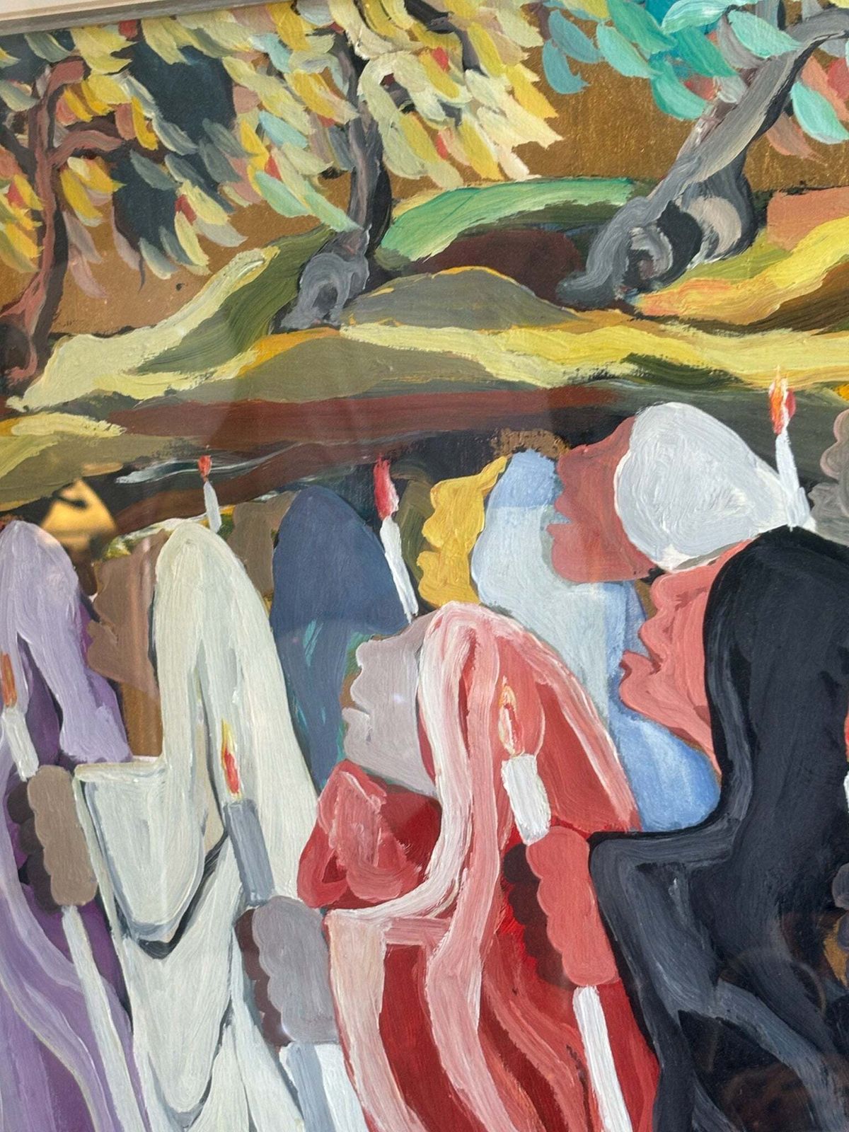 photo furniture Oil On Canvas Painting 'The Procession' By Saverio Terruso, 1970s