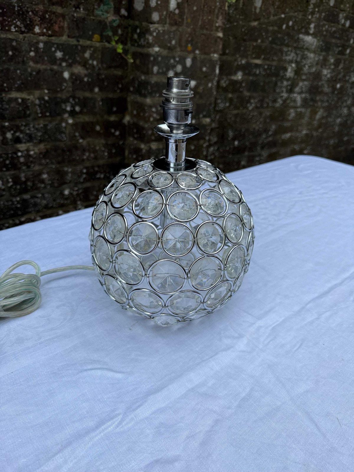 Vintage Crystal Globe Lamp, Chrome & Glass Orb Table Lamp With Faceted Crystal Discs, Retro Glam Lighting, Laura Ashley Store Lamp photo for sale