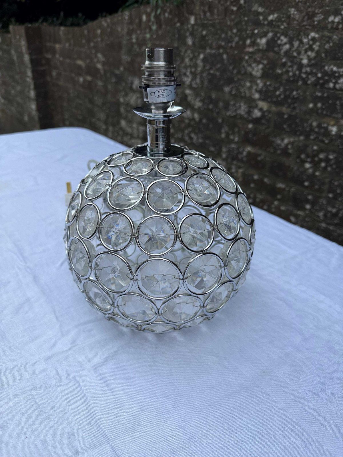 Vintage Crystal Globe Lamp, Chrome & Glass Orb Table Lamp With Faceted Crystal Discs, Retro Glam Lighting, Laura Ashley Store Lamp photo vinterior
