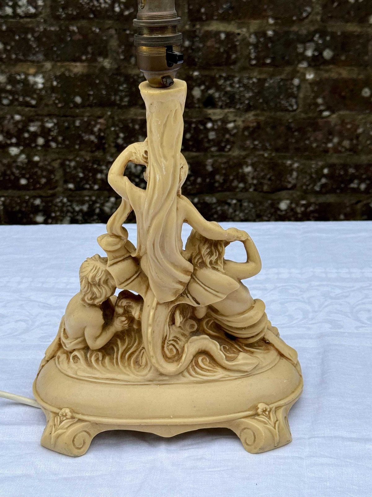 Vintage Resin Cherub Lamp, Baroque Rococo Putti Table Lamp Base With Ornate Detail, Classical Decorative Lighting   Working And Tested photo buy