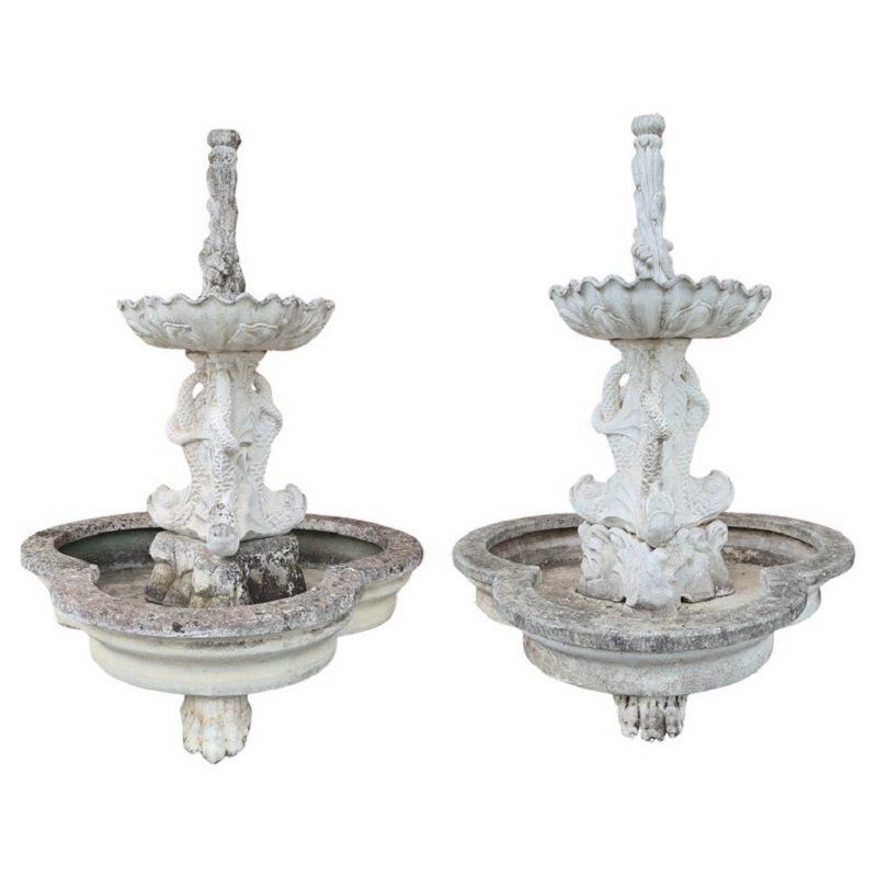 Large Early 20th Century Garden Fountains, Set Of 2
