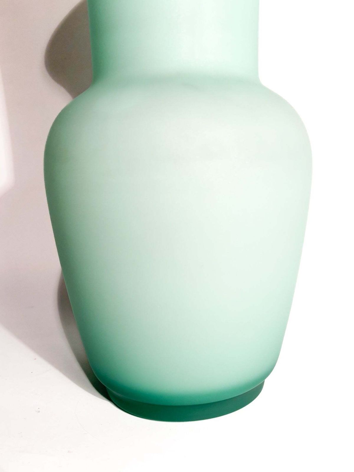 1980s Murano Glass Opaline Vase In Aqua Green photo 212.0