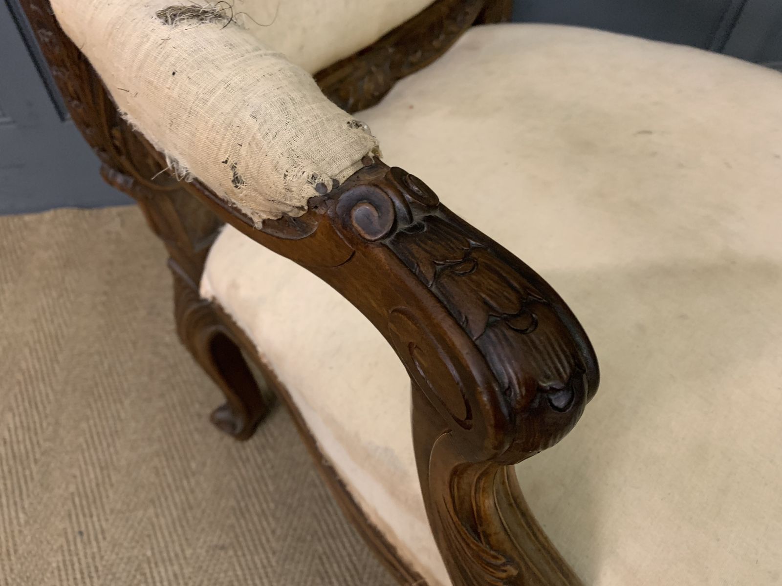 Bold Pair Of French Walnut Fauteuils photo for sale