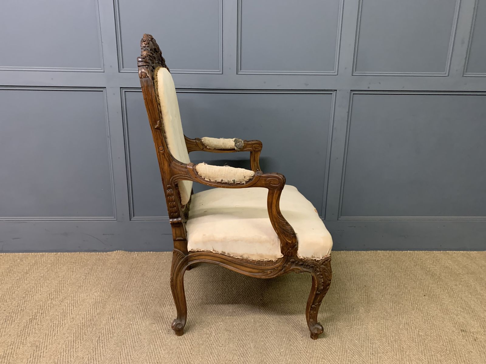 Furniture Bold Pair Of French Walnut Fauteuils photo