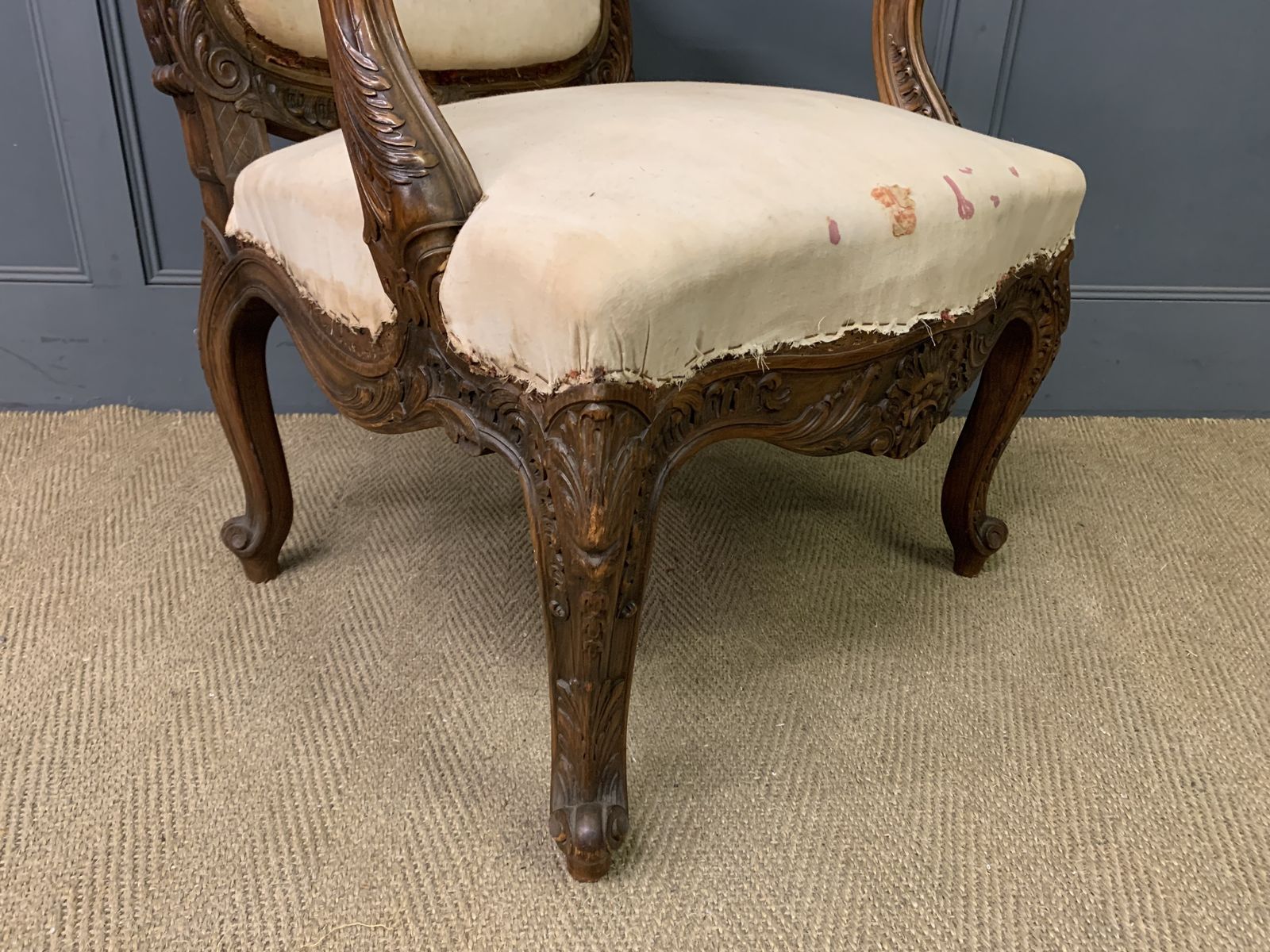 photo buy Bold Pair Of French Walnut Fauteuils