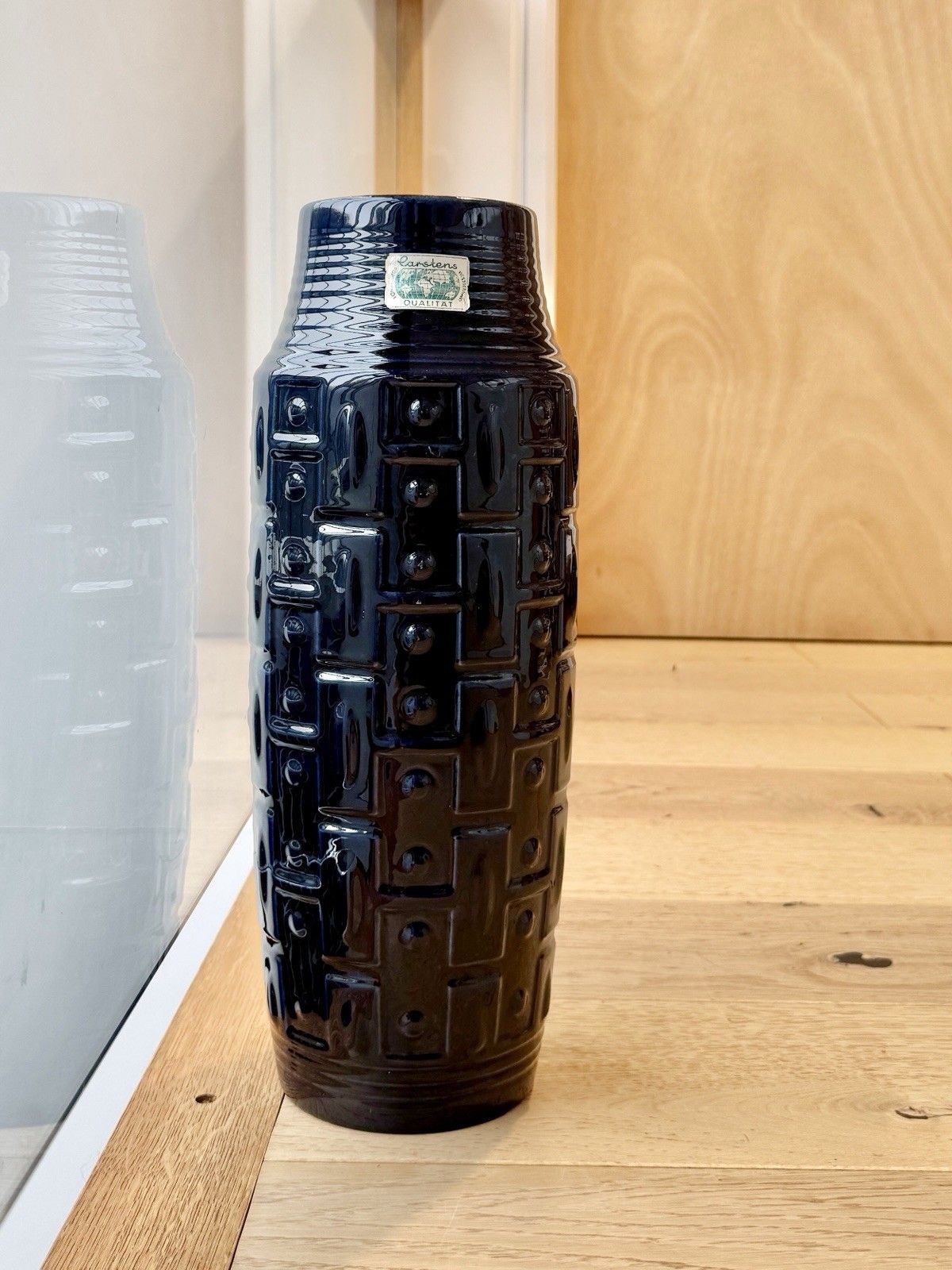 Rare West German Carstens Tonnieshof Large Geometric Fat Lava Vase Model E 3 40 photo for sale