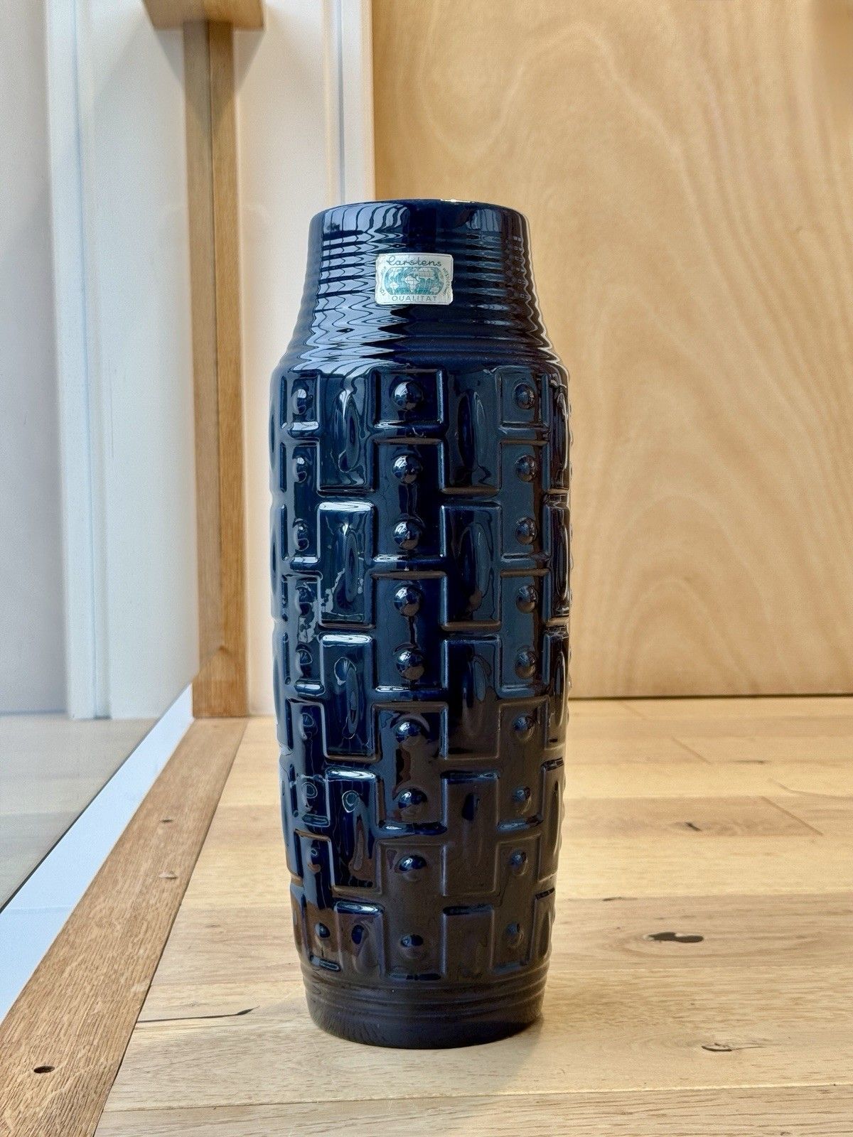Rare West German Carstens Tonnieshof Large Geometric Fat Lava Vase Model E 3 40 photo vinterior
