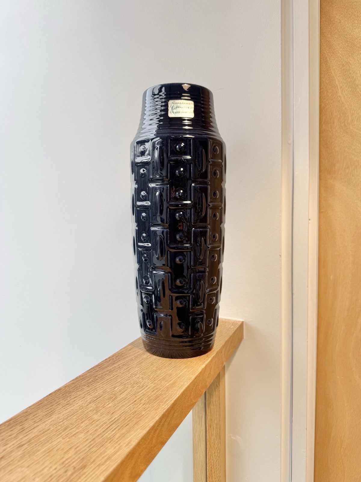 photo vinterior Rare West German Carstens Tonnieshof Large Geometric Fat Lava Vase Model E 3 40