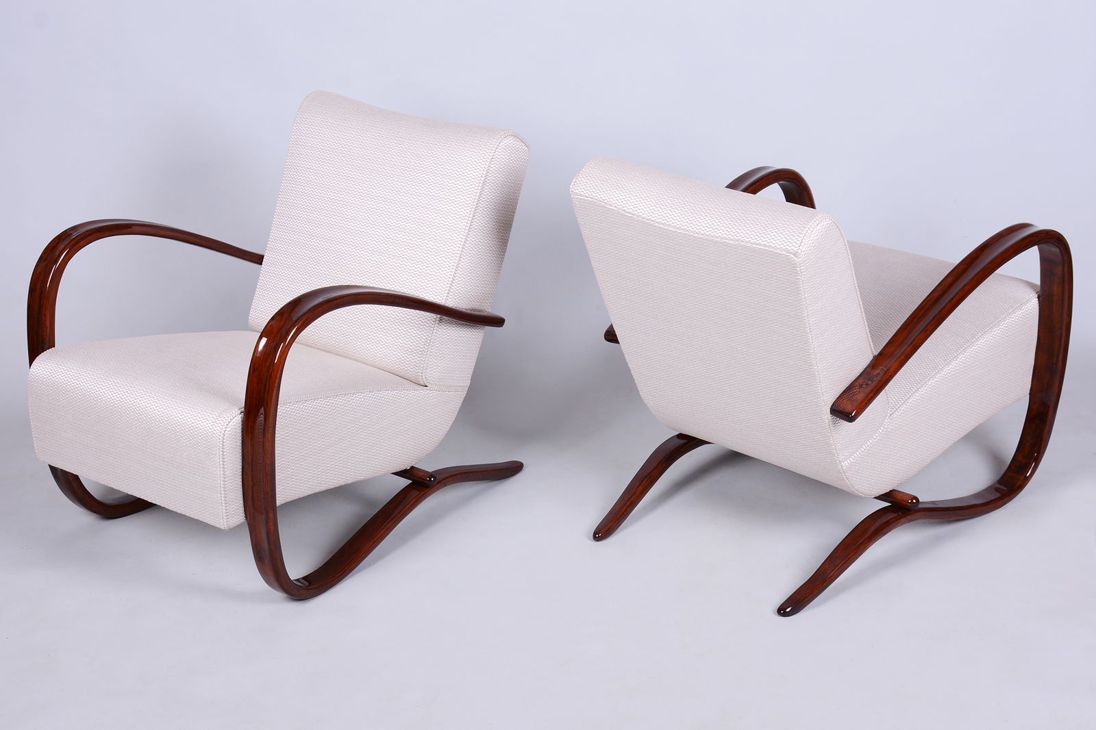 Pair Of Restored Art Deco Armchairs, By J. Halabala, Up Zavody, Czech, 1930s
