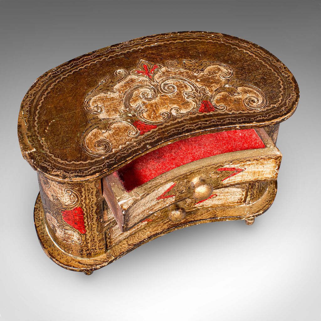 Vintage Florentine Jewellery Box, Italian Keepsake Chest Of Drawers, Miniature photo vintage