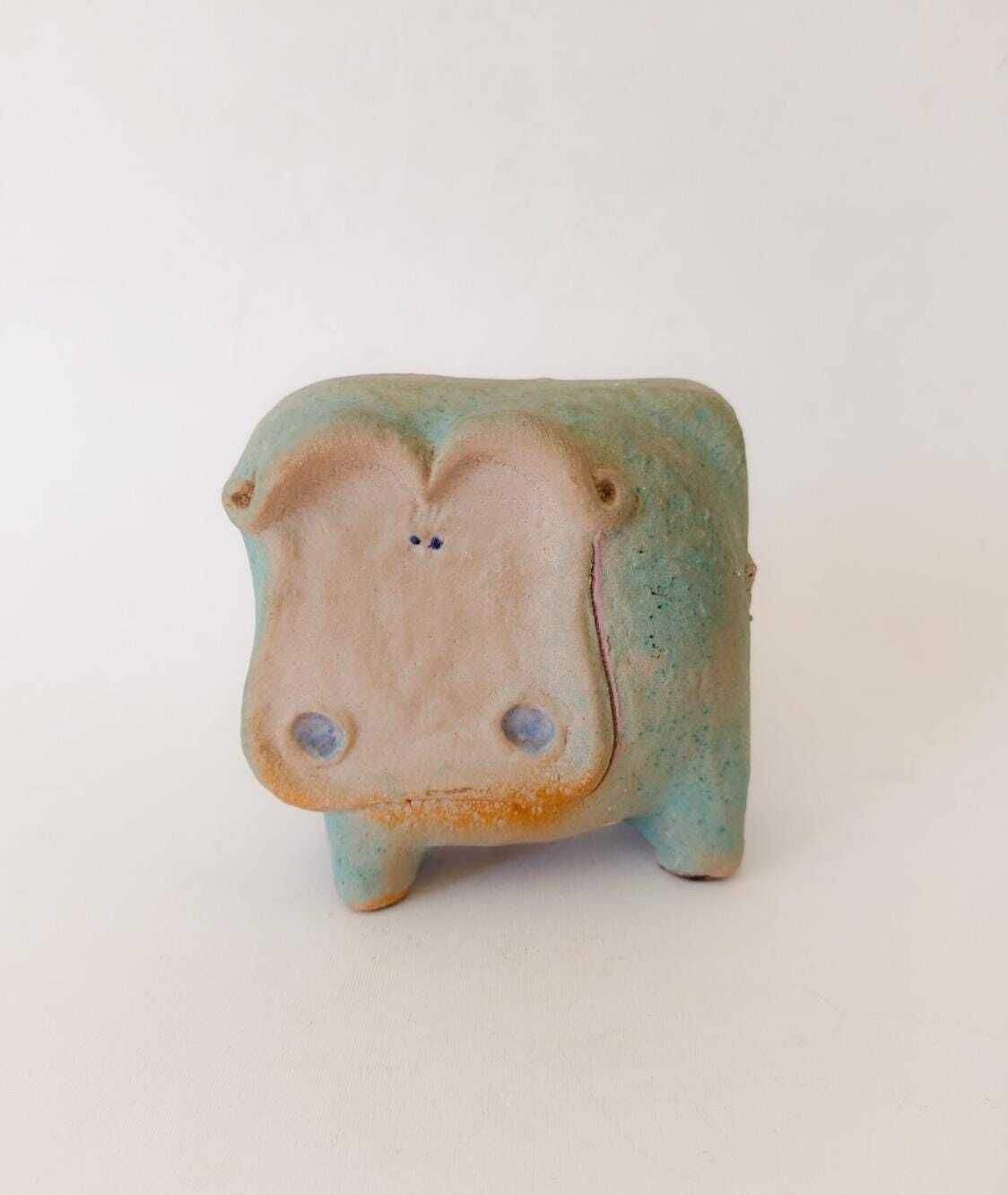 Rare Ceramic Figurine Buffalo Money Box Series The Etruscans Ivo De Santis Rare Vintage Mid Century Modern Bitossi Era