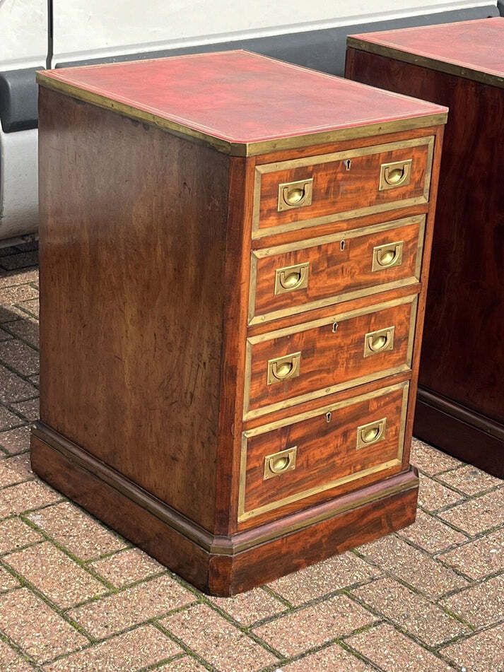 7541.0 Victorian Bedside Drawers. Mahogany With Brass Bound Decoration photo