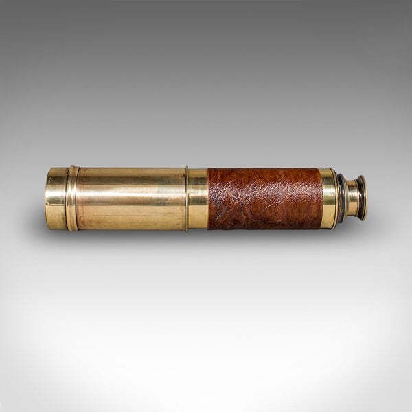 Large Antique 3 Draw Telescope, English Brass, Leather Spyglass, Victorian, 1860 photo Home Decor