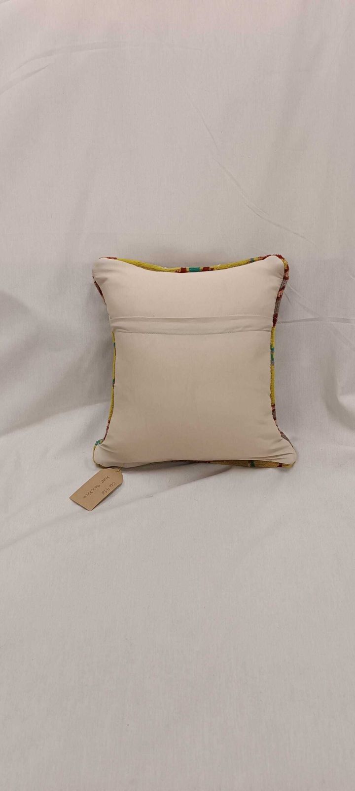 Floral Kilim Cushion Cover: Mustard, Turquoise Wool Rug Pillow (40x35 Cm) photo buy
