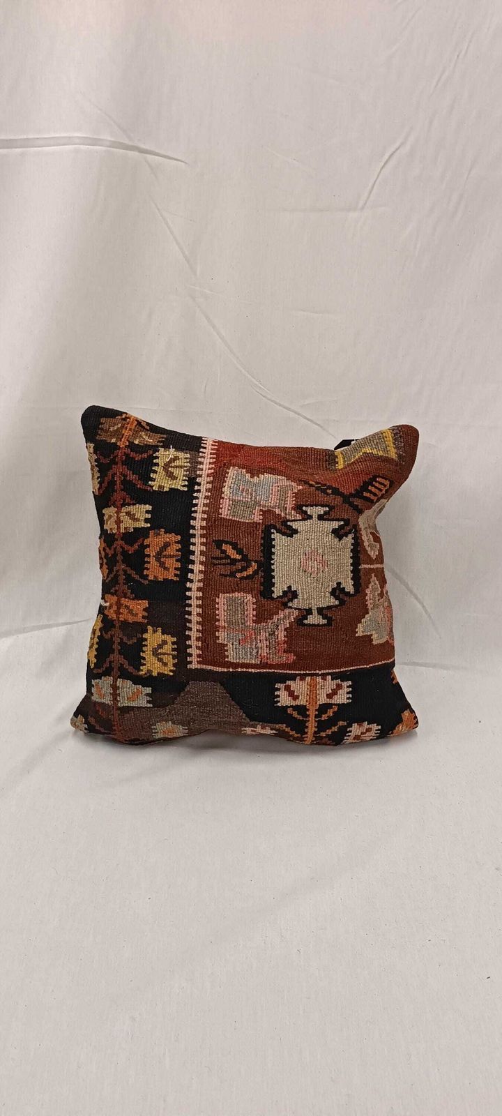 Pillow For Sofa, Vintage Kilim Throw Pillow, 45x45cm Handmade Kilim Cushion, Vintage Kilim Pillow, Brown Cushion, Hand Knotted Pillow photo vintage