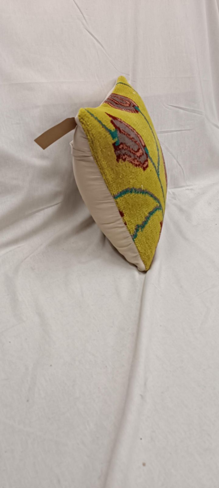 Yellow Cushion Cover, Antique Floral Style Rug Cushion, Turkish Pillow, Scatter Cushion, Rug Pillow, Kilim Cushion 16''X16'' / 40x40 Cm photo 90.0
