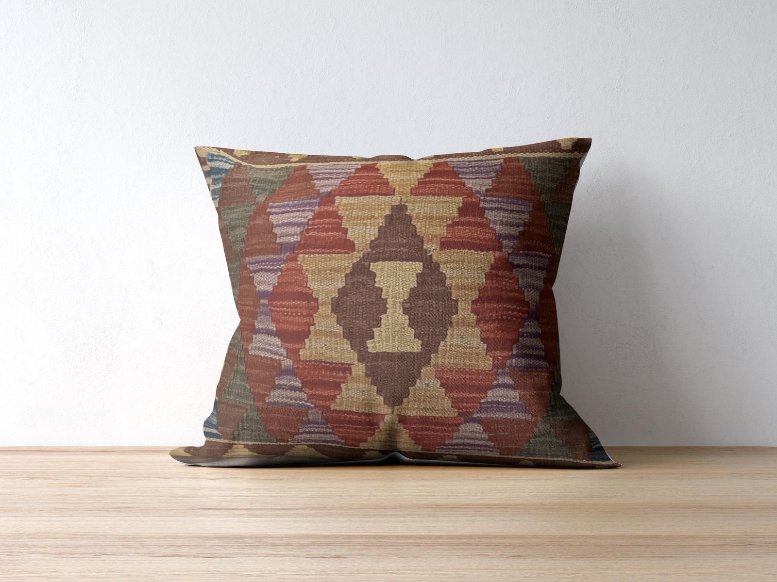 Multicoloured Cushion For Sofa, Handmade Kilim Pillow Cover, Scatter Cushion, Kilim Cushion, Couch Pillow, Decorative Throw Pillow 45x45 Cm