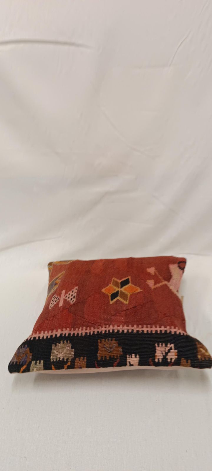 Traditional Turkish Kilim Cushion, 45x45 Cm Handmade Kilim Cushion, Vintage Kilim Pillow, Hand Knotted Pillow For Sofa, Couch Pillow photo vinterior